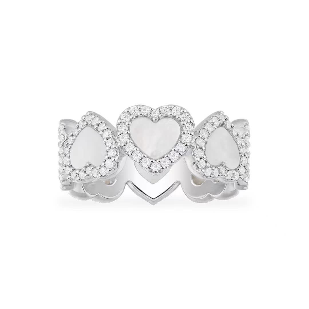 APM Monaco Silver Heart Ring with Diamonds